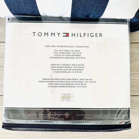NWT Tommy Hilfiger Set Full Sheet Set-Flat Fitted 2 Standard pillowcase - Picture 5 of 6
